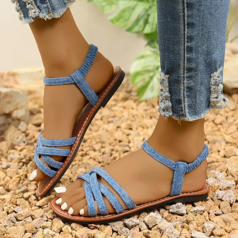 Strappy Ankle Strap Flat Sandals 8