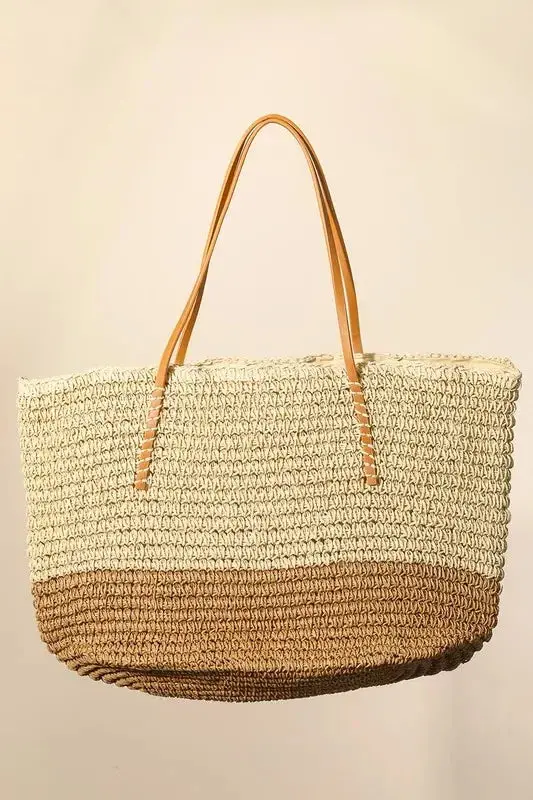 Straw Braided Beach Tote Bag 1