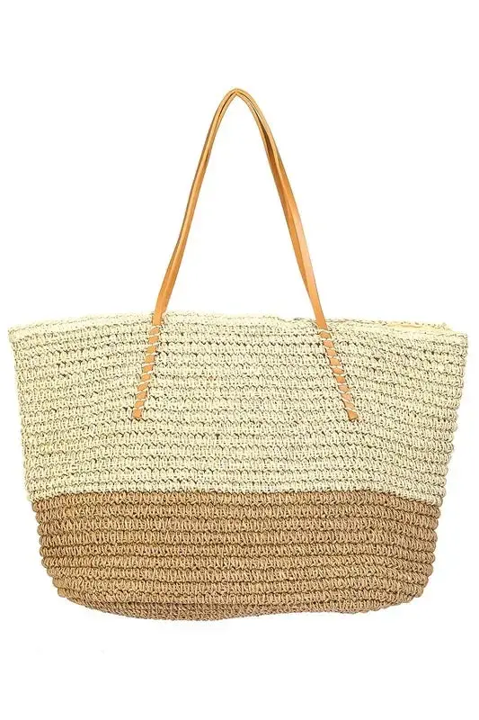 Straw Braided Beach Tote Bag 2