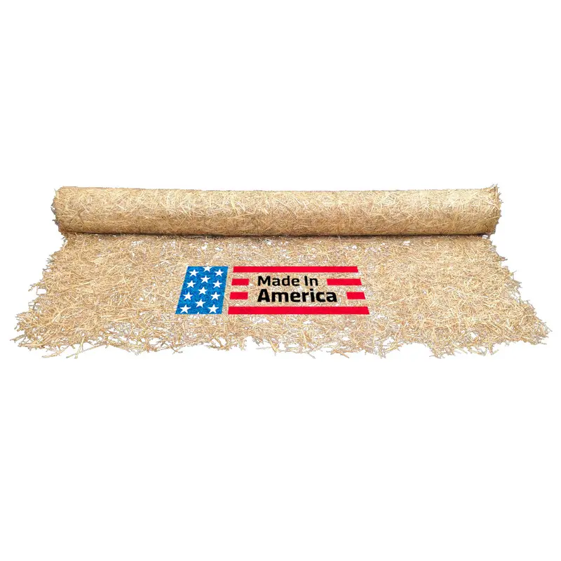 Straw Mat With Double Net - Erosion Control (Biodegradable) - 4 Ft Or 8 Ft Wide (Lasts 2 Yr) 1