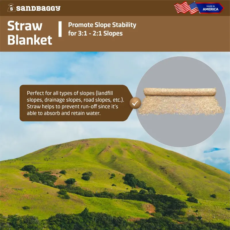 Straw Mat With Double Net - Erosion Control (Biodegradable) - 4 Ft Or 8 Ft Wide (Lasts 2 Yr) 3