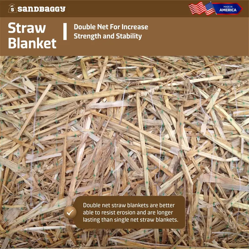 Straw Mat With Double Net - Erosion Control (Biodegradable) - 4 Ft Or 8 Ft Wide (Lasts 2 Yr) 5