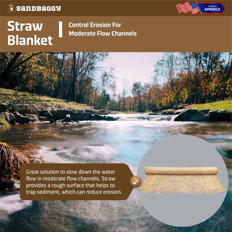 Straw Mat With Double Net - Erosion Control (Biodegradable) - 4 Ft Or 8 Ft Wide (Lasts 2 Yr) 6