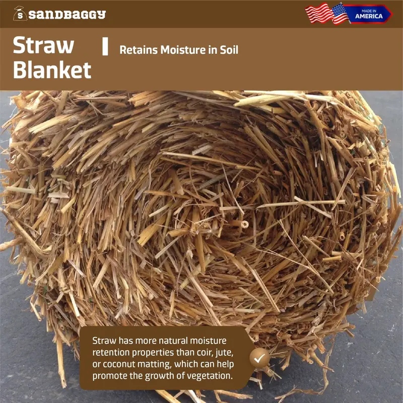 Straw Mat With Double Net - Erosion Control (Biodegradable) - 4 Ft Or 8 Ft Wide (Lasts 2 Yr) 7