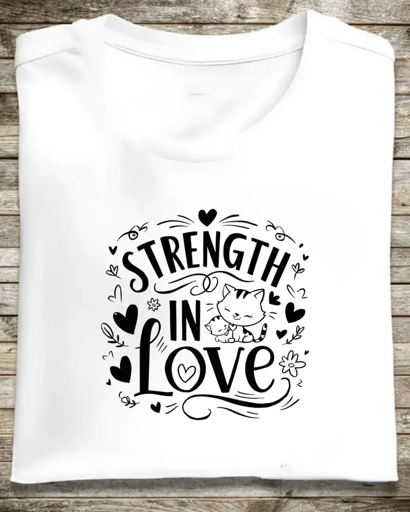 Strength In Love Cat Mom  Cotton T-Shirt 1