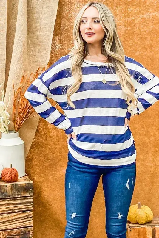 Stripe Twist Back Loose Top 1
