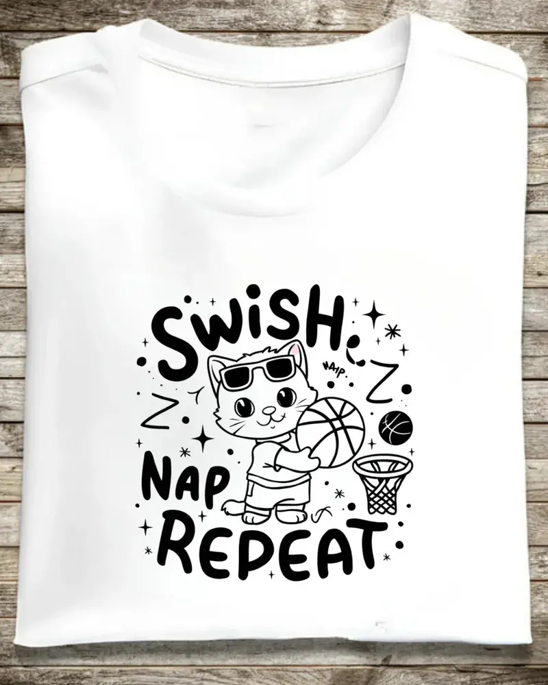 Swish Nap Repeat Basketball Cotton Tee 1