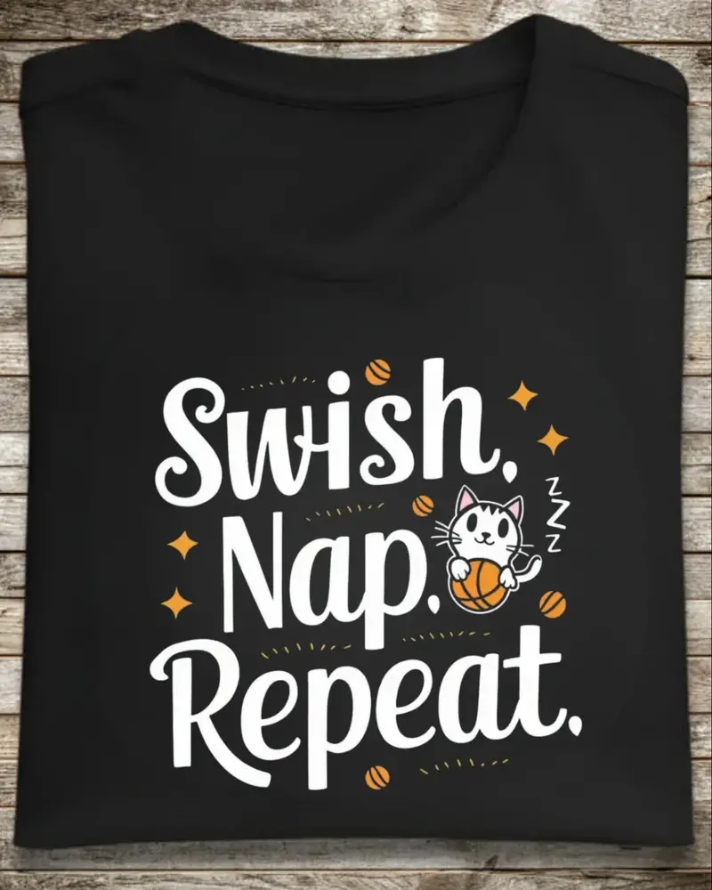 Swish Nap Repeat  Basketball Crew Neck T-Shirt 1