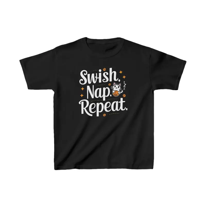 Swish Nap Repeat Kids Cotton T-Shirt 5