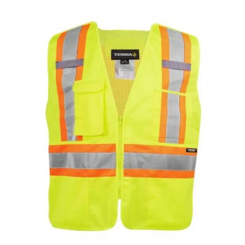 Terra Hi-Vis 5 Point Tear Away Vest With Zipper - Yellow 116585Yl 1