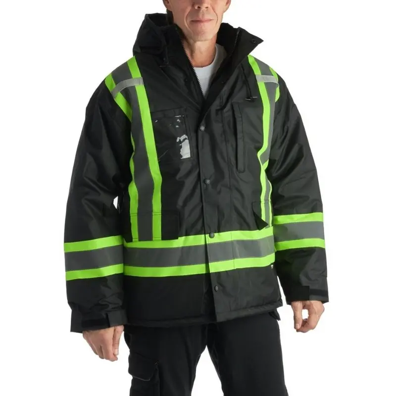 Terra Hi-Vis Lined Safety Winter Parka 116504 - Black 1