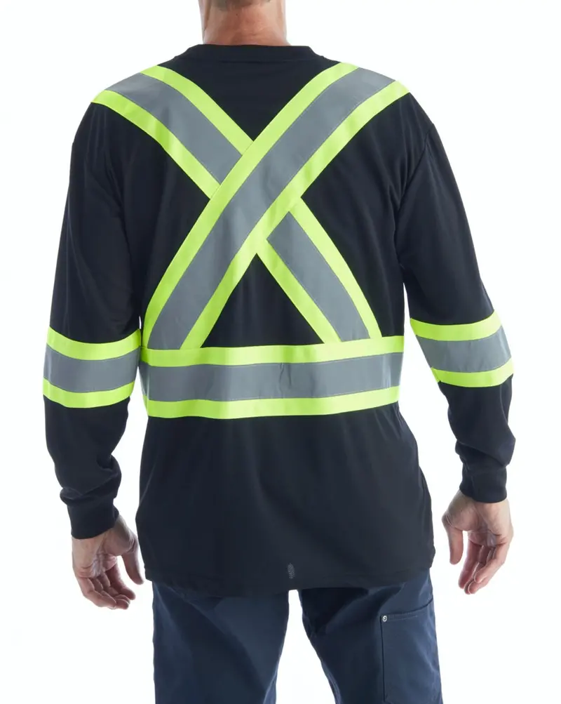 Terra Hi-Vis Long Sleeve Work Shirt 116525Bk - Black 2