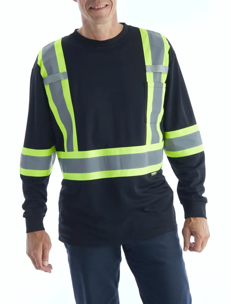 Terra Hi-Vis Long Sleeve Work Shirt 116525Bk - Black 3