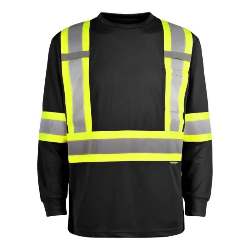 Terra Hi-Vis Long Sleeve Work Shirt 116525Bk - Black 6