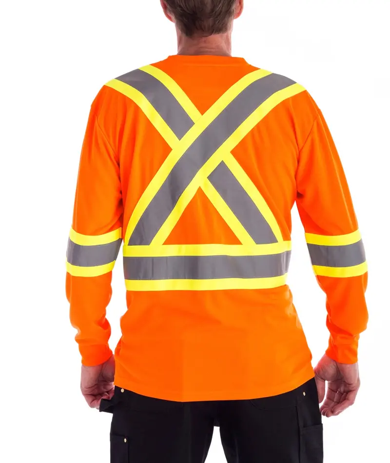 Terra Hi-Vis Long Sleeve Work Shirt 116525Or - Orange 2