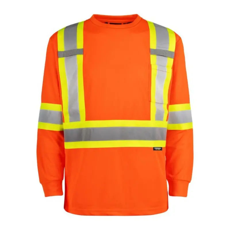 Terra Hi-Vis Long Sleeve Work Shirt 116525Or - Orange 3