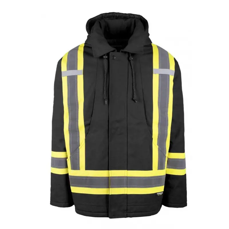 Terra Hi-Vis Men's Lined Winter Canvas Safety Parka 116568 - Black 1