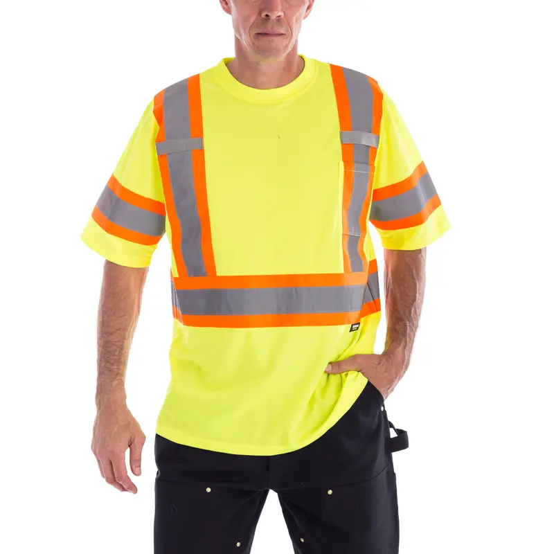Terra Hi-Vis Short Sleeve Work T-Shirt 116524Yl - Yellow 1