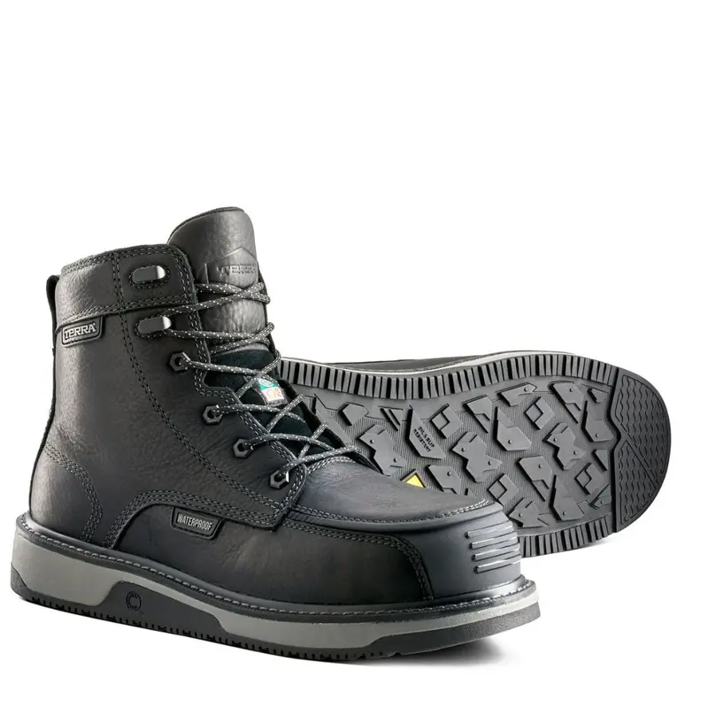 Terra Ironstone Men's 6" Waterproof Composite Toe Work Boot 839Gbk - Black 5