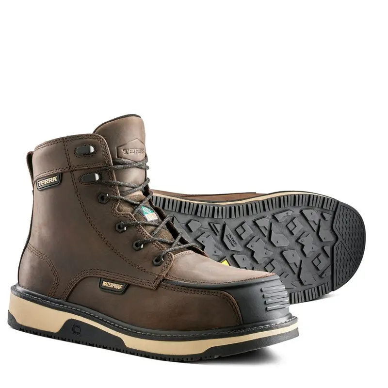 Terra Ironstone Men's 6" Waterproof Composite Toe Work Boot 839Gdb - Brown 7