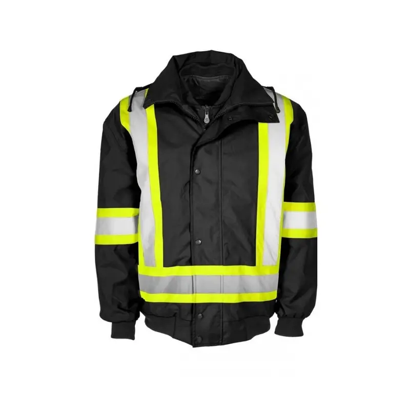 Terra Men's Hi-Vis 6 In 1 System Work Bomber Jacket Black - 116562 1