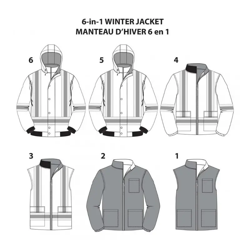 Terra Men's Hi-Vis 6 In 1 System Work Bomber Jacket Black - 116562 3