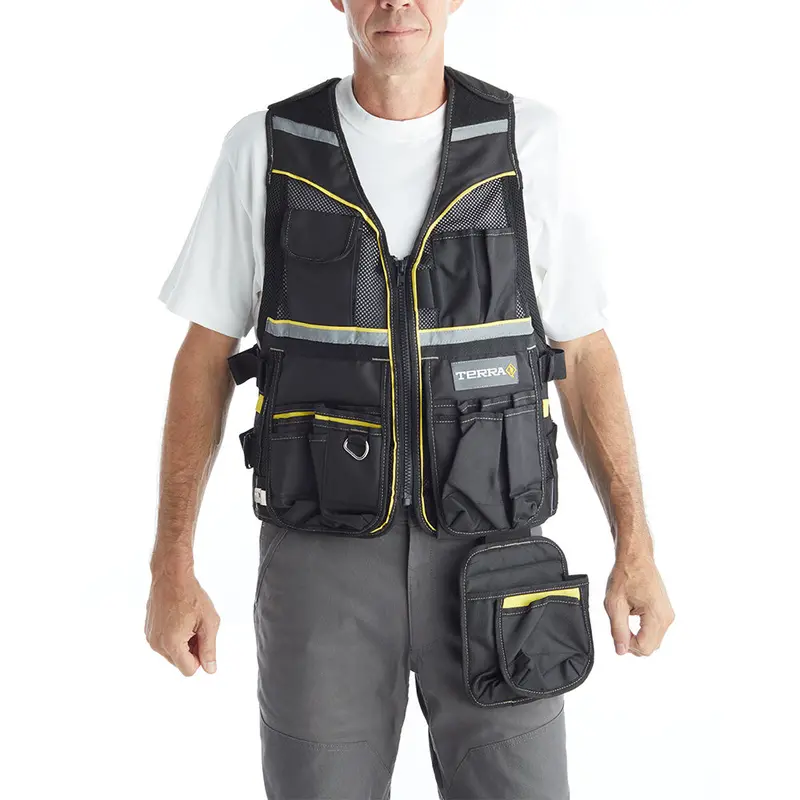 Terra Multi Pocket Reflective Mesh Tool Vest 103530Blk 1
