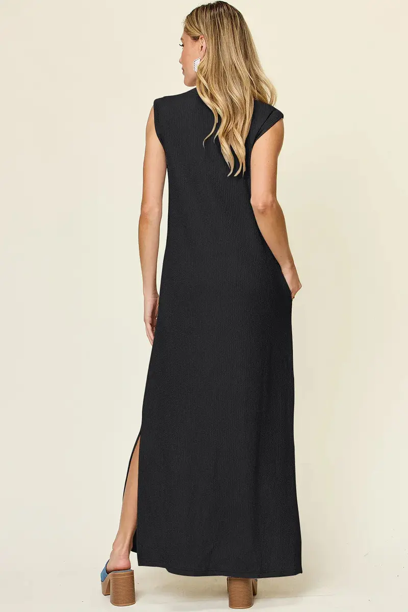 Texture Mock Neck Sleeveless Maxi Dress 10