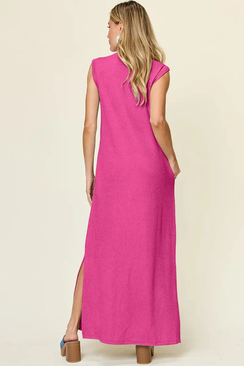 Texture Mock Neck Sleeveless Maxi Dress 3