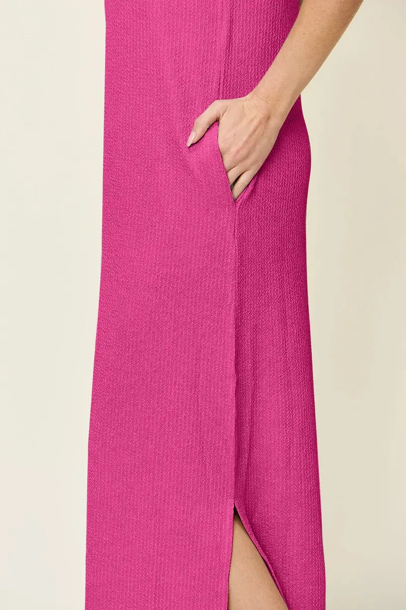 Texture Mock Neck Sleeveless Maxi Dress 4