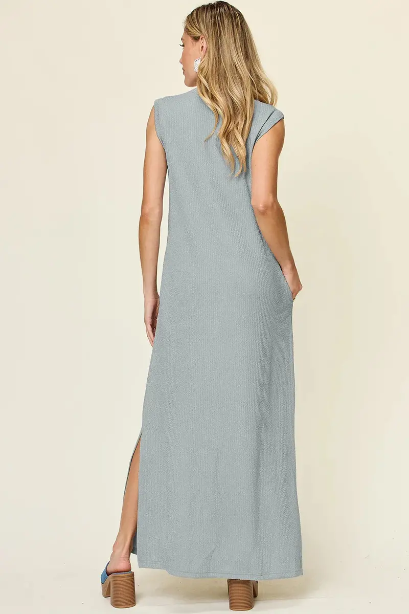 Texture Mock Neck Sleeveless Maxi Dress 7
