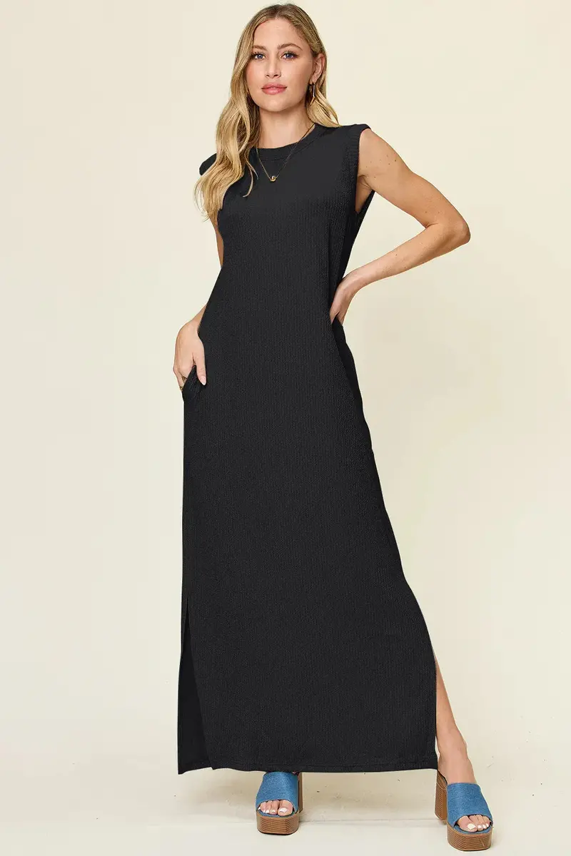 Texture Mock Neck Sleeveless Maxi Dress 8