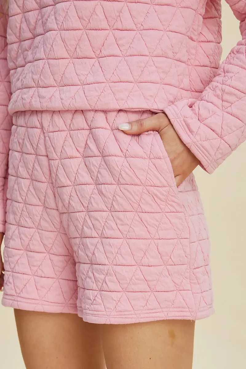 Texture Round Neck Long Sleeve Top And Shorts Set 8