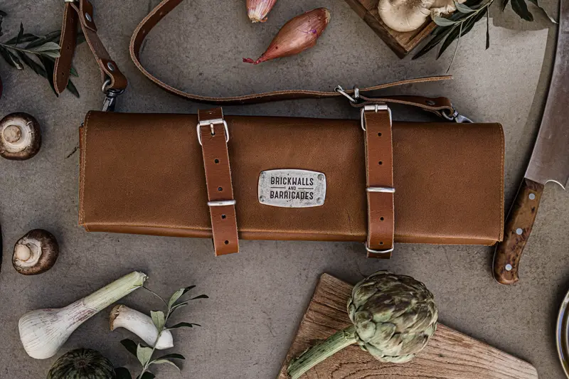 "The Classic Knife Roll" 12-Sloth Leather Knife Bag - Whiskey 1