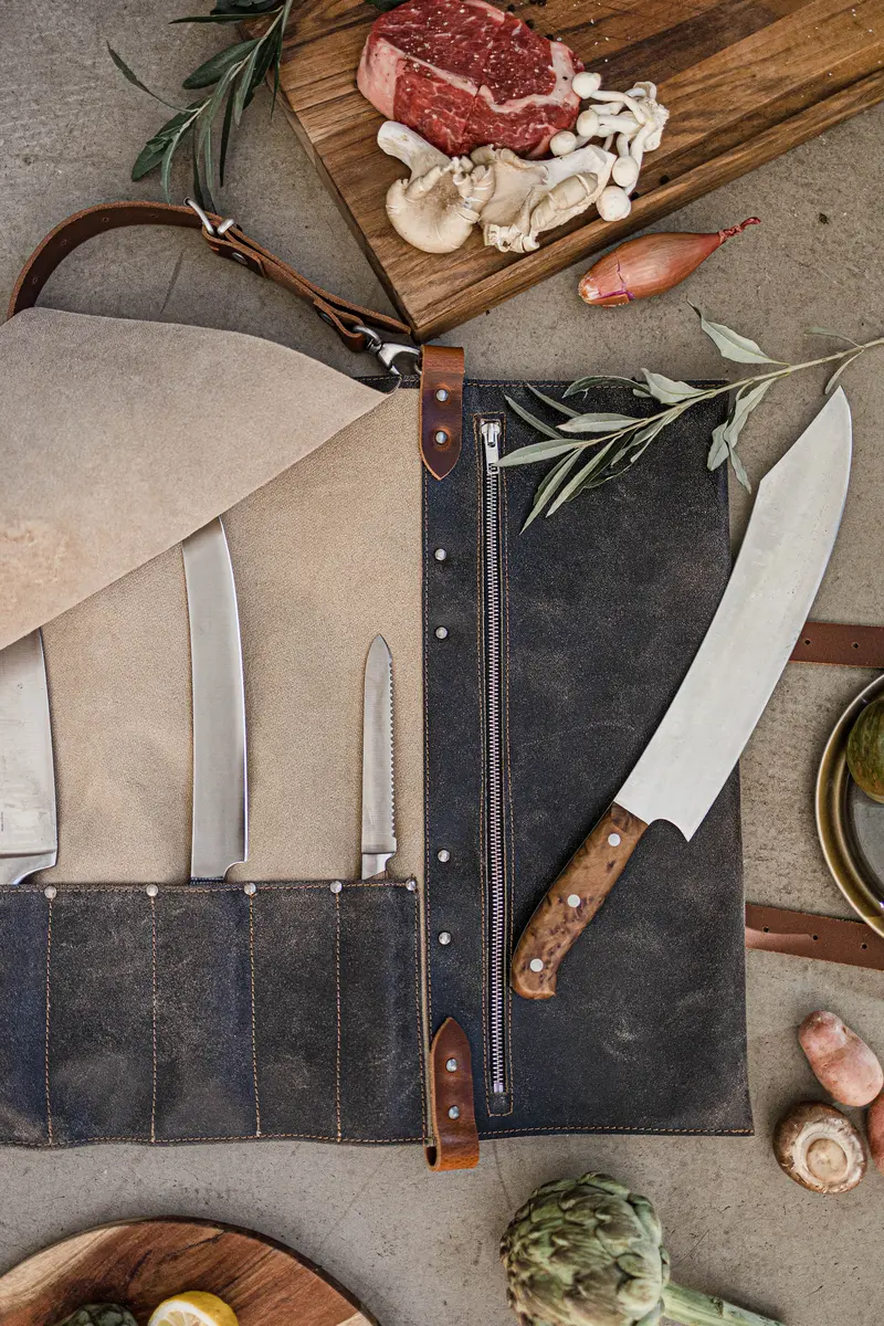 "The Classic Knife Roll" 5-Sloth Leather Knife Bag - Vintage 1