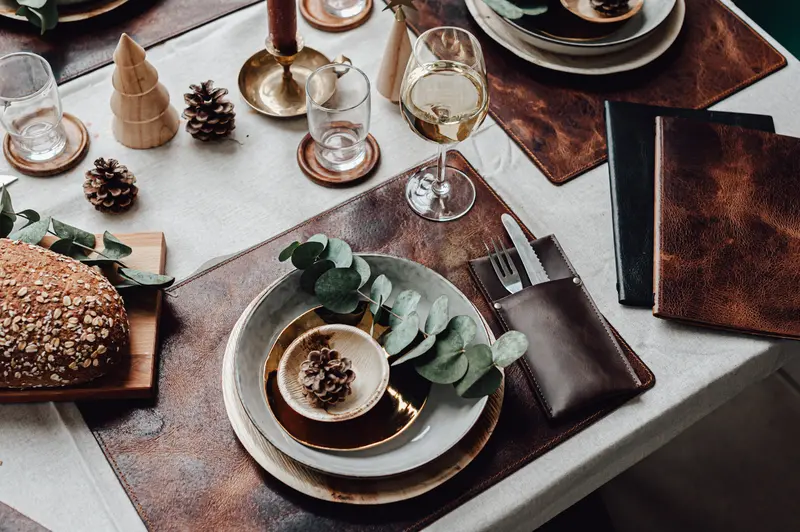 "The Raw Placemat Square" Buffalo Leather Placemat 2