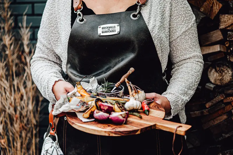 "The X-Cross" Leather Crossback Apron For Grilling 1