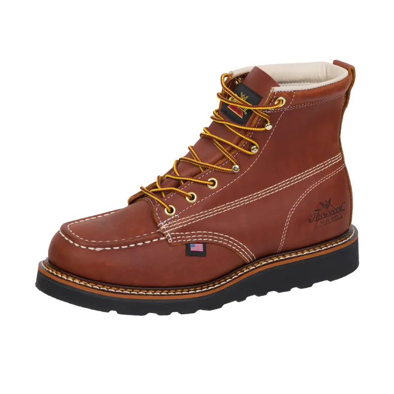 Thorogood Men's American Heritage 6" Moc Toe Black Wedge Boot 5