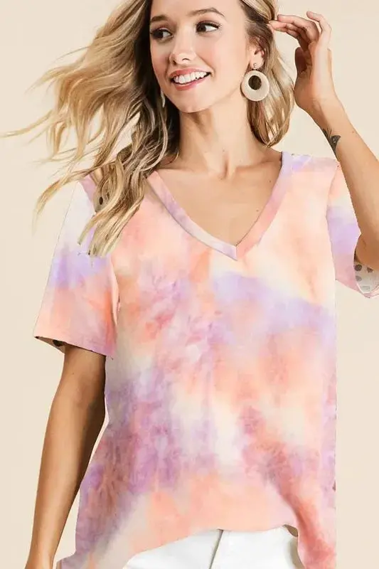 Tie Dye French Terry V Neck Top 3