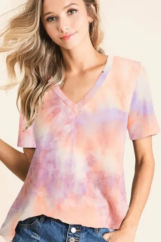 Tie Dye French Terry V Neck Top 4