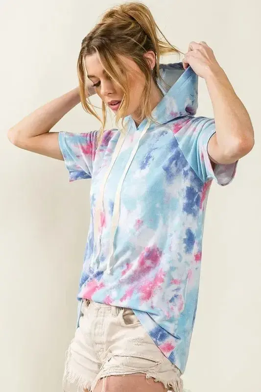 Tie Dye Terry Hoodie With Drawstring 1