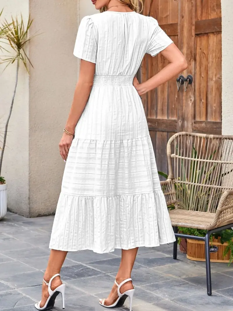Tiered Notched Short Sleeve Dress 15