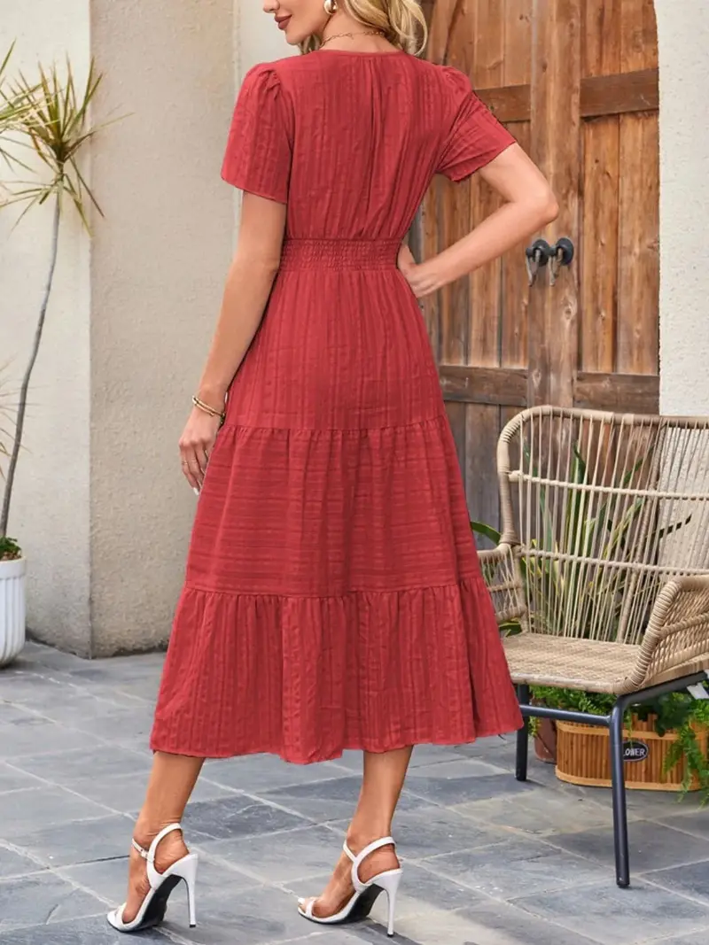 Tiered Notched Short Sleeve Dress 18
