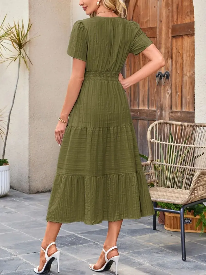 Tiered Notched Short Sleeve Dress 24