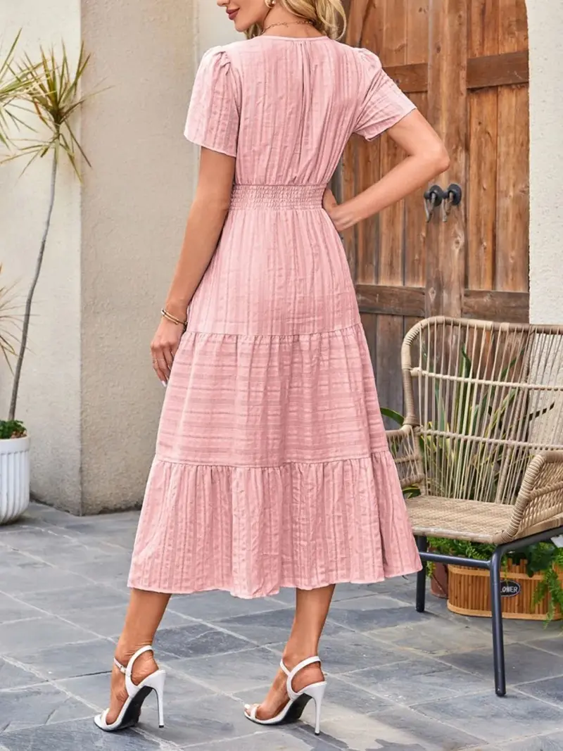 Tiered Notched Short Sleeve Dress 3