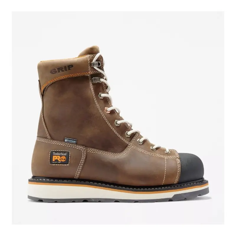 Timberland Pro Gridworks A12ez Men's Wp 8" Alloy Toe Work Safety Boot - Brown 1