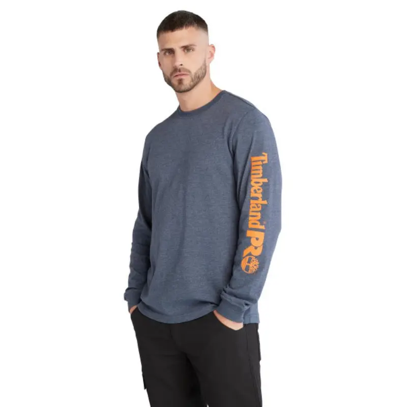 Timberland Pro Men's Core Logo Long-Sleeve T-Shirt - Blue Heather 1
