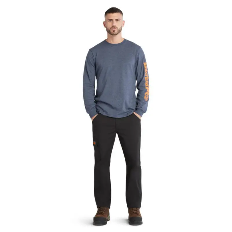 Timberland Pro Men's Core Logo Long-Sleeve T-Shirt - Blue Heather 4
