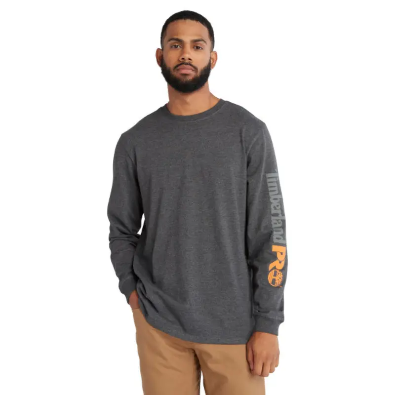 Timberland Pro Men's Core Logo Long-Sleeve T-Shirt - Grey Heather 1