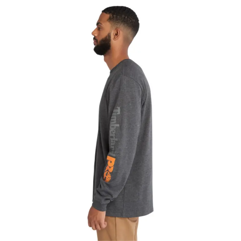 Timberland Pro Men's Core Logo Long-Sleeve T-Shirt - Grey Heather 3